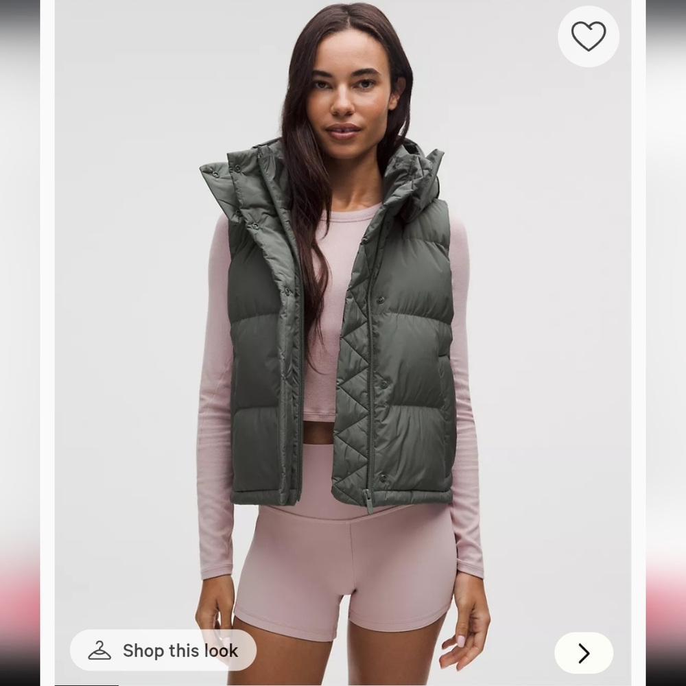 Lululemon Wunder Puff 600-Down-Fill Cropped Vest PALM DECO  Size 14